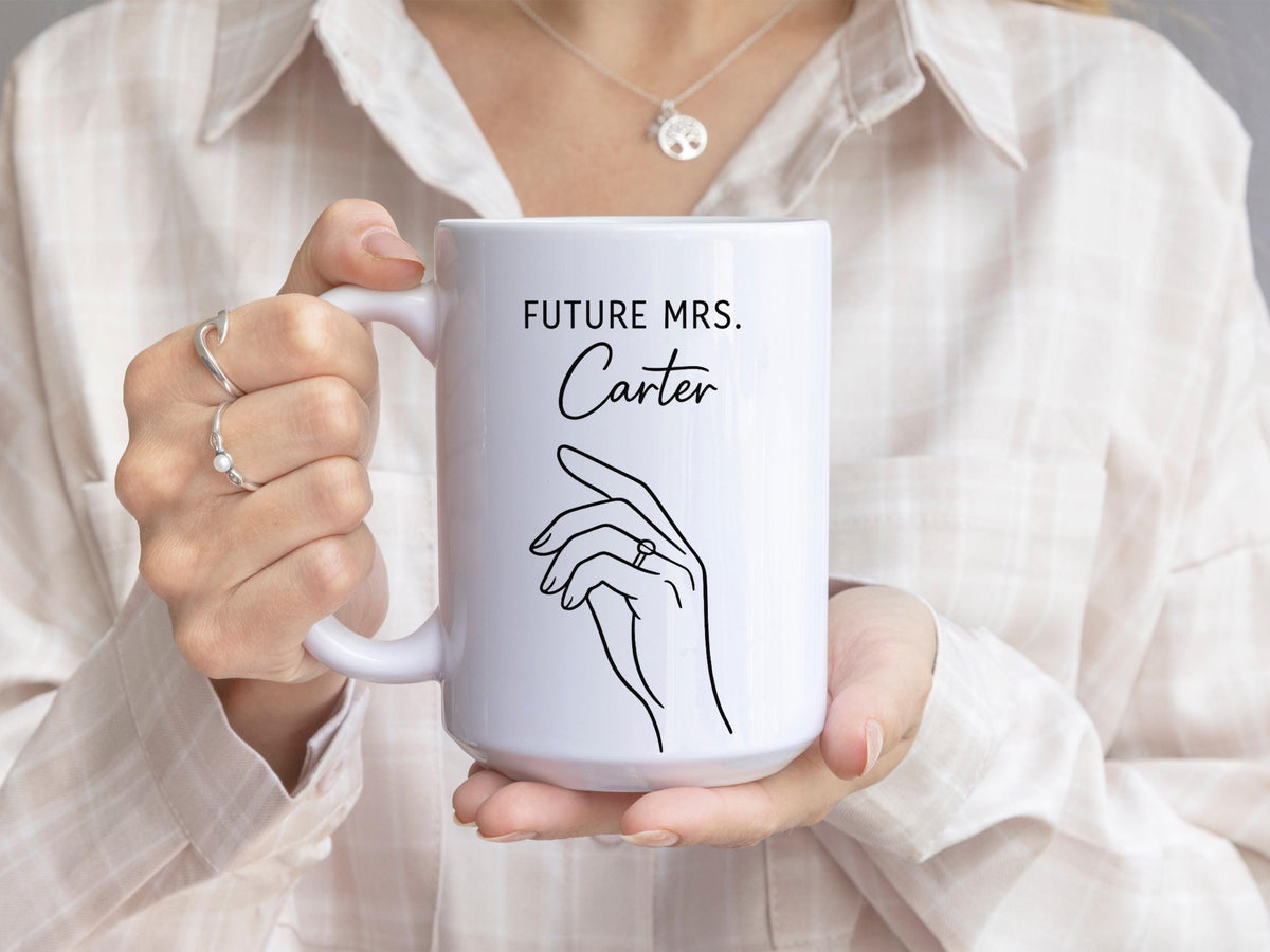 Future Mrs. Mug | Personalized Engagement Gift With Minimalist Ring Art
