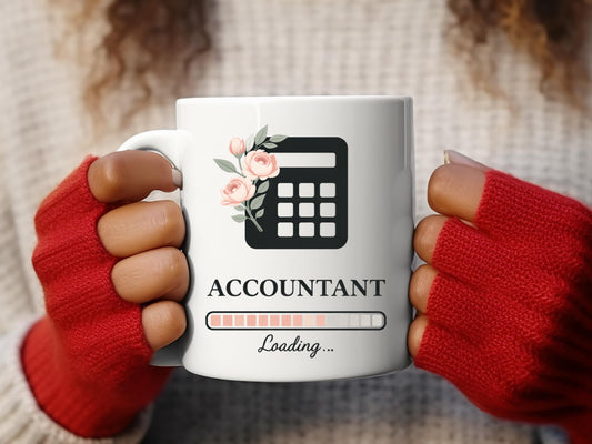 Funny Accountant Mug: Floral Calculator, Office Humor Gift