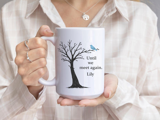 Personalized Memorial Mug: Tree & Bluebird Remembrance Gift