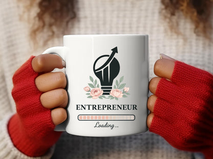 Entrepreneur Mug, White Ceramic Desk Coffee Mug, 11oz