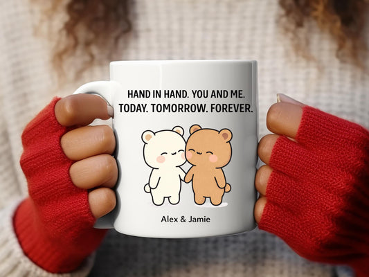 Personalized Bear Couple Mug: Romantic Ceramic Coffee Cup For Anniversary, Valentine, Wedding Keepsake