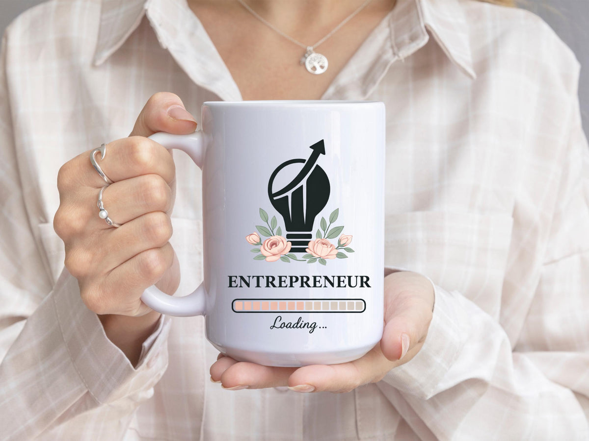 Entrepreneur Mug, White Ceramic Desk Coffee Mug, 11oz