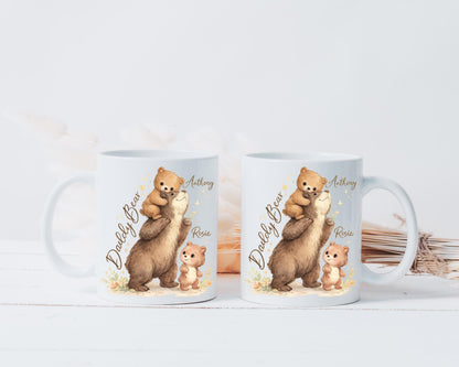 Personalized Daddy Bear Mug With Kids Names – Custom Family Coffee Cup