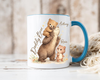 Personalized Daddy Bear Mug With Kids Names – Custom Family Coffee Cup