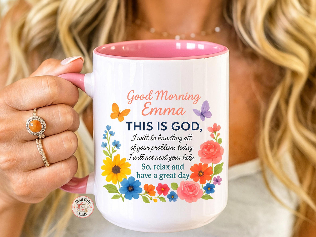 Personalized Floral Christian Coffee Mug, Inspirational Gift