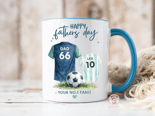 Personalized Soccer Dad Mug, Custom Kids Name Jersey Coffee Cup, Fathers Day Gift